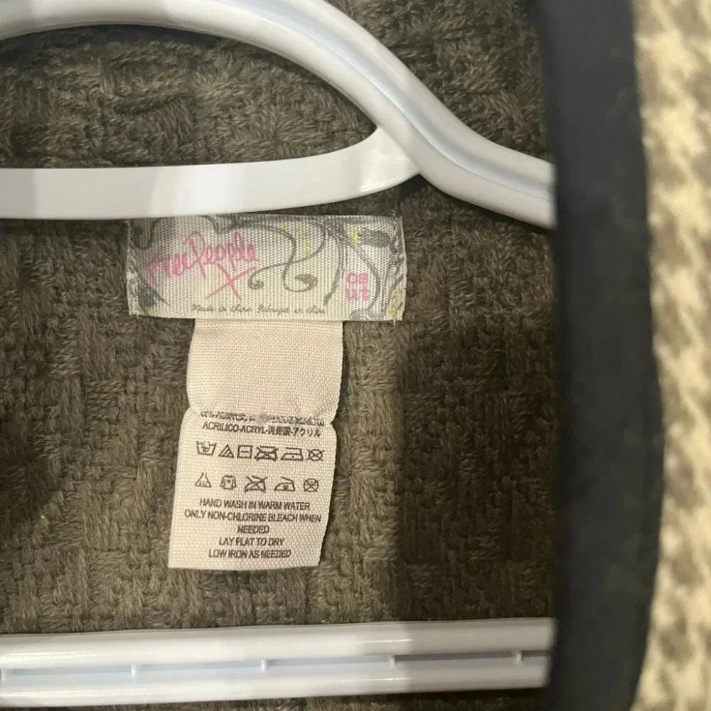 [OS]Free People Swept Away Houndstooth Ruana Poncho Cape Brown Tan - Picture 3 of 9